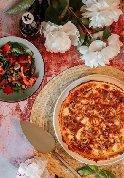 Chorizo, Feta and Red Onion Quiche (Plate Size)